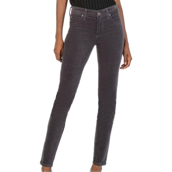 Kut from the Kloth Diana Stretch Skinny Corduroy Pants Pebble Gray NWT Size 0 - Picture 1 of 10